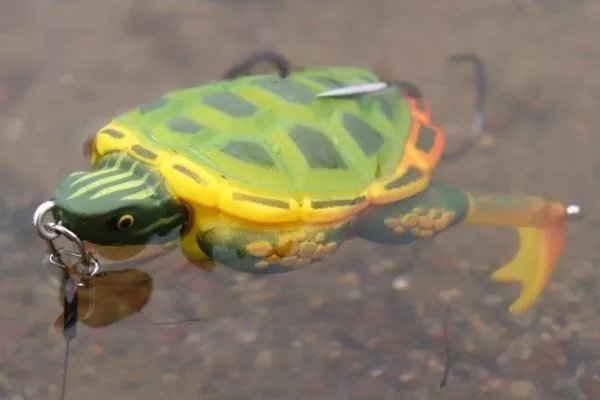 fake turtle fishing lures Original Doomzday 3 in. Soft Plastic Lure 5-Pk Single/double loud prop Weedless design Wide gap hooks Includes Prop Frog Lunkerhunt Turtle Fishing Lure for